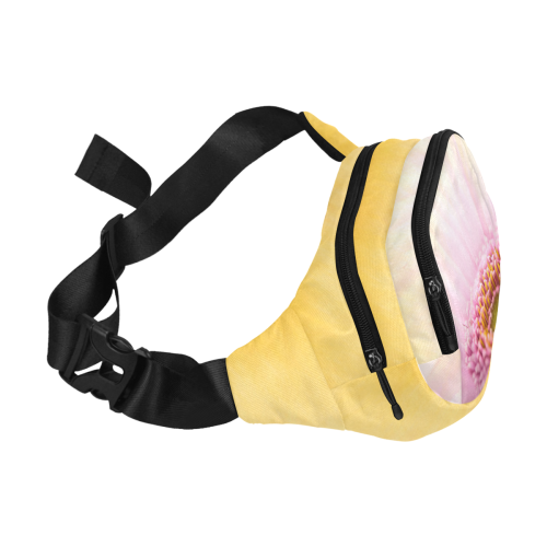 Gerbera Daisy - Pink Flower on Watercolor Yellow Fanny Pack/Small (Model 1677)