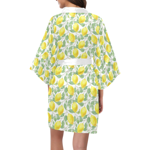 Lemons And Butterfly Kimono Robe