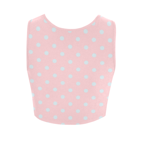 Pastel Pale Pink Polka Dots Dotted Fairy Kei Pattern 60s Pinup Women's Crop Top (Model T42)
