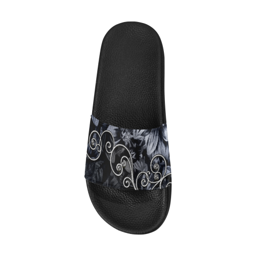 Flower power in blue Women's Slide Sandals (Model 057)