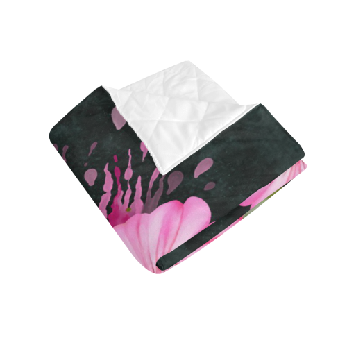 Pink flower, color splash, floral eruption Quilt 70"x80"