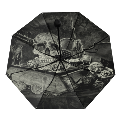 Steampunk Alchemist Mage Roses Celtic Skull old Anti-UV Foldable Umbrella (Underside Printing) (U07)