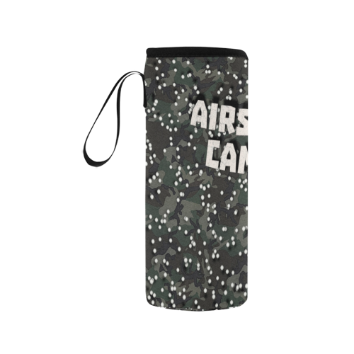funny airsoft and paintball gamer woodland camouflage design parody Neoprene Water Bottle Pouch/Medium