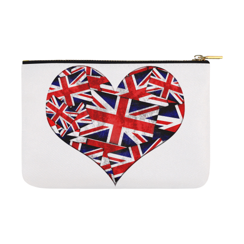 Union Jack British UK Flag Heart White Carry-All Pouch 12.5''x8.5''