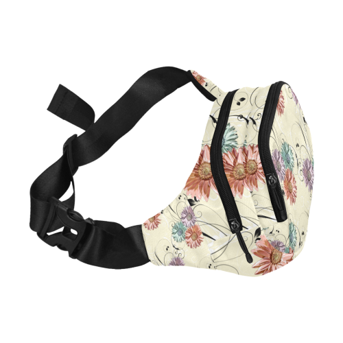 Flowers on Yellow Fanny Pack/Small (Model 1677)