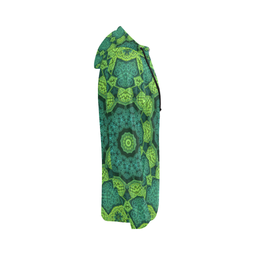 Green Theme Mandala All Over Print Full Zip Hoodie for Women (Model H14)