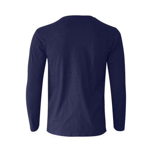 Basketball Lightning Bolt Purple and Gold on Blue Sunny Men's T-shirt (long-sleeve) (Model T08)