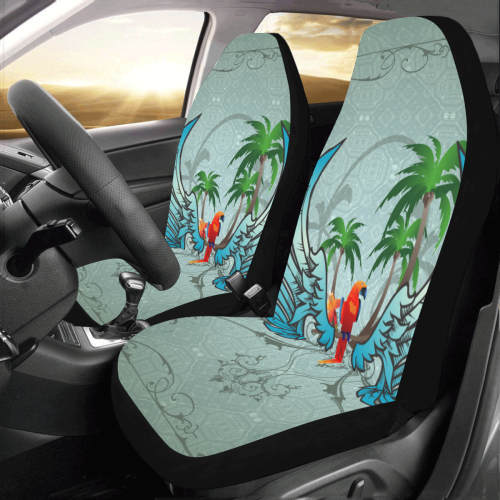 cute parrot with wings and palm Car Seat Covers (Set of 2)
