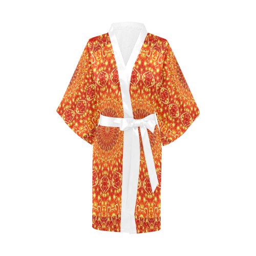 Love and Romance Golden Bohemian Hearts Kimono Robe