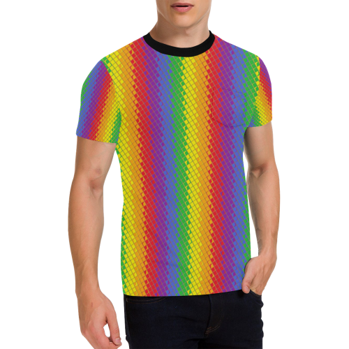 Rainbow Pattern by K.Merske Men's All Over Print T-Shirt with Chest Pocket (Model T56)