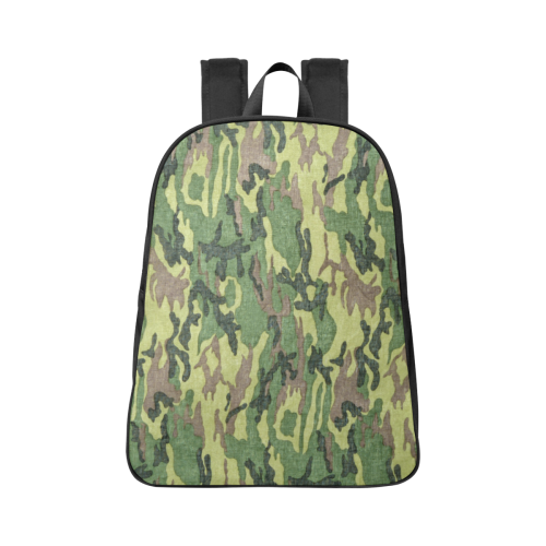 Military Camo Green Woodland Camouflage Fabric School Backpack (Model 1682) (Large)