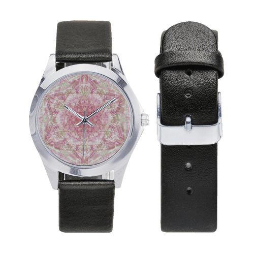david star mandala 4 Unisex Silver-Tone Round Leather Watch (Model 216)