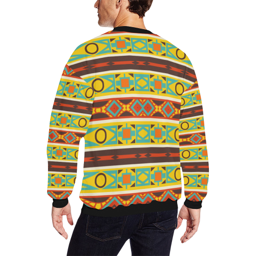 Ovals rhombus and squares All Over Print Crewneck Sweatshirt for Men (Model H18)