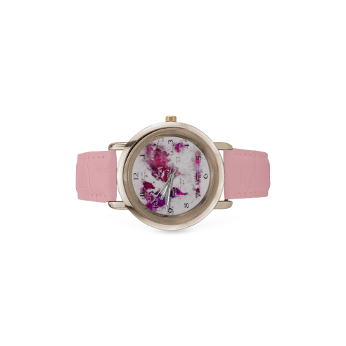 clock world map 6 watch Women's Rose Gold Leather Strap Watch(Model 201)