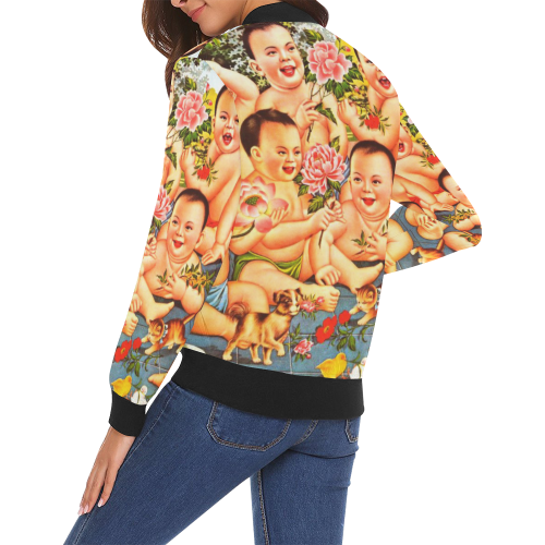 Happy New Year 6 All Over Print Bomber Jacket for Women (Model H19)