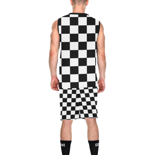 Black White Checkers All Over Print Basketball Uniform