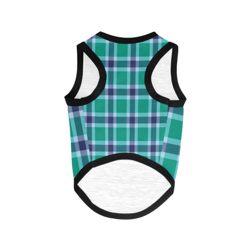 Green Blue White Plaid All Over Print Pet Tank Top