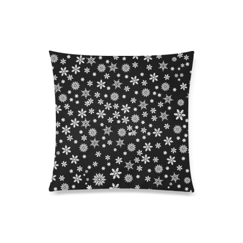 Winter Snowflakes on Black Custom Zippered Pillow Case 20"x20"(Twin Sides)