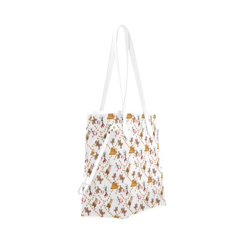 Christmas Gingerbread, Snowman, Reindeer and Santa White Clover Canvas Tote Bag (Model 1661)