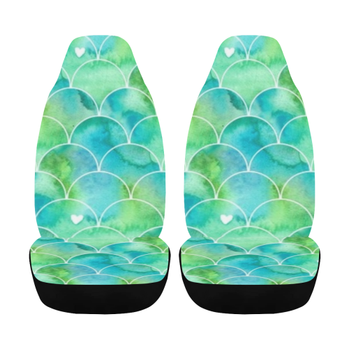 Mermaid SCALES green blue Car Seat Cover Airbag Compatible (Set of 2)