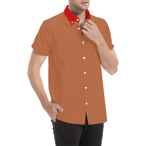 RB10 Red and Brown Shirt Men's All Over Print Short Sleeve Shirt (Model T53)