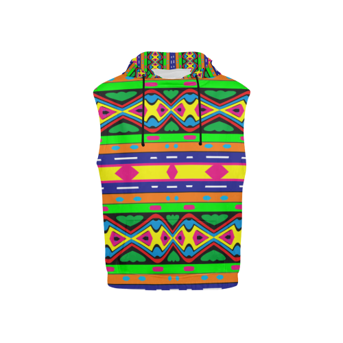 Distorted colorful shapes and stripes All Over Print Sleeveless Hoodie for Kid (Model H15)
