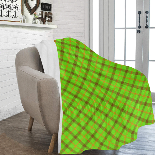 Plaid 1 tartan in green, orange and brown Ultra-Soft Micro Fleece Blanket 60"x80"