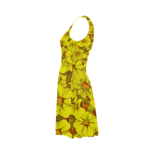 Yellow flower pattern Atalanta Sundress (Model D04)