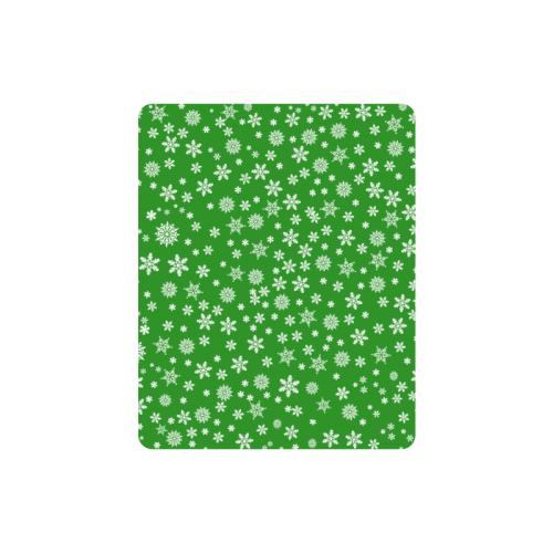 Christmas White Snowflakes on Green Rectangle Mousepad