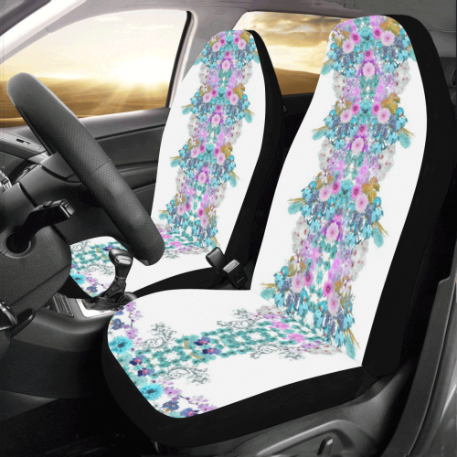 floral blanc turquoise Car Seat Covers (Set of 2)