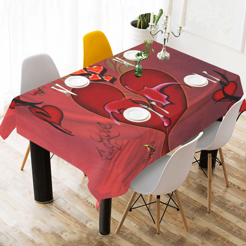 Wonderful hearts Cotton Linen Tablecloth 60" x 90"