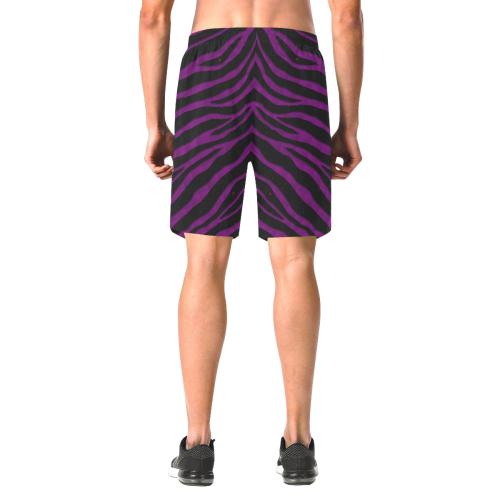 Ripped SpaceTime Stripes - Purple Men's All Over Print Elastic Beach Shorts (Model L20)