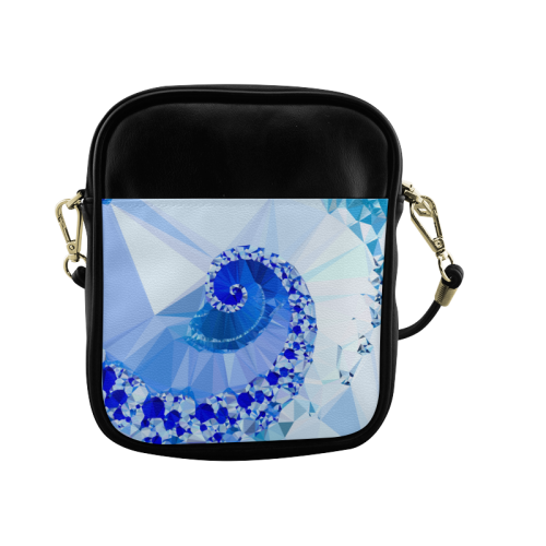 Blue White Geometric Fractal Art Sling Bag (Model 1627)