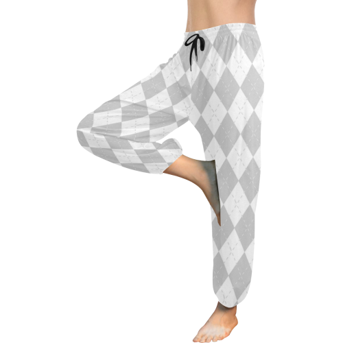Grey and White Argyle Harem Pants Women's All Over Print Harem Pants (Model L18)