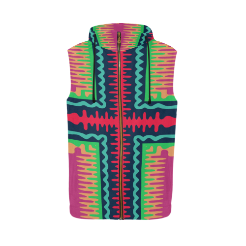 Waves in retro colors All Over Print Sleeveless Zip Up Hoodie for Men (Model H16)
