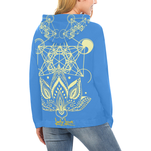 Lady Love Blue Sky All Over Print Hoodie for Women (USA Size) (Model H13)