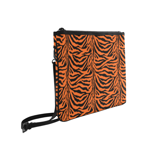 Zebra Animal Pattern on Orange Slim Clutch Bag (Model 1668)