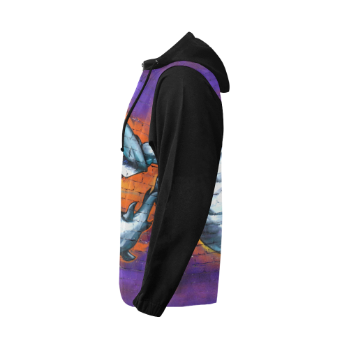 Graffiti Shark (Vest Style) All Over Print Full Zip Hoodie for Men (Model H14)