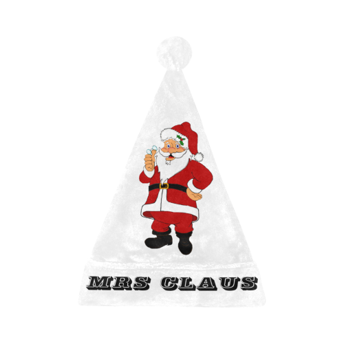 MRS CLAUS White/Black Santa Hat