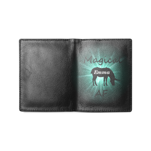 Unicorn Magical AF name Men's Leather Wallet (Model 1612)
