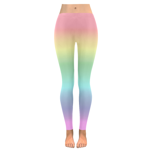 Pastel Rainbow Women's Low Rise Leggings (Invisible Stitch) (Model L05)