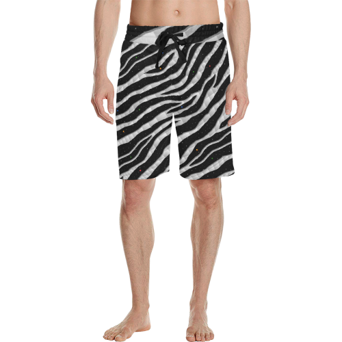 Ripped SpaceTime Stripes - White Men's All Over Print Casual Shorts (Model L23)