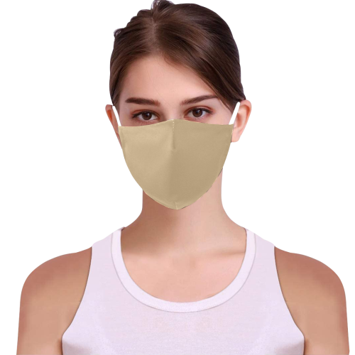 color tan 3D Mouth Mask with Drawstring (Pack of 10) (Model M04)