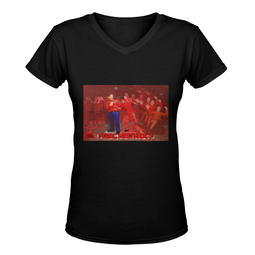 FD&C Red No. 3 Women's Deep V-neck T-shirt (Model T19)