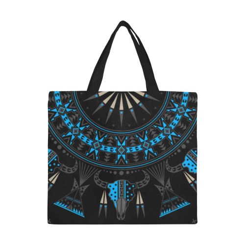 Buffalo Nation Blue All Over Print Canvas Tote Bag/Large (Model 1699)