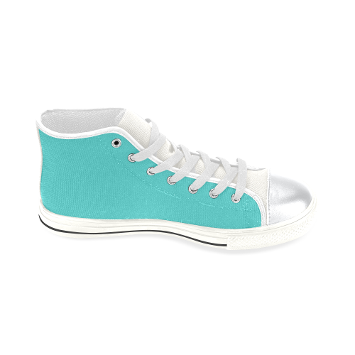 color medium turquoise High Top Canvas Shoes for Kid (Model 017)