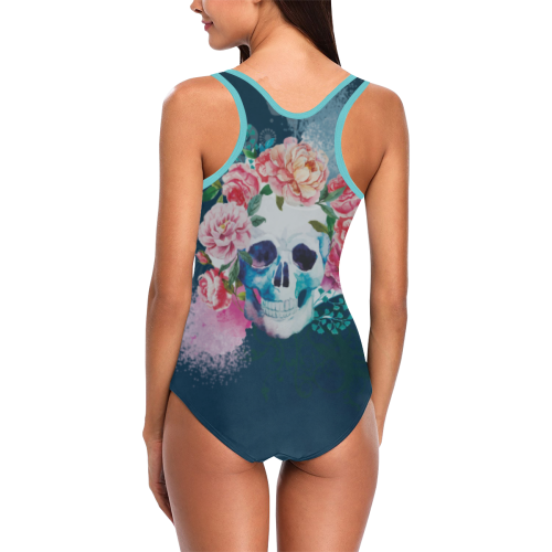 Amazing Hippie Skull Vest One Piece Swimsuit (Model S04)