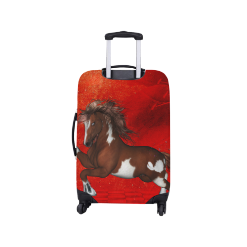 Wild horse on red background Luggage Cover/Small 18"-21"