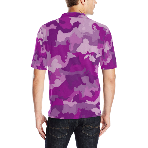 camouflage purple Men's All Over Print Polo Shirt (Model T55)
