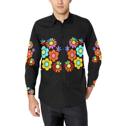 Flower by PopartLover Men's All Over Print Casual Dress Shirt (Model T61)